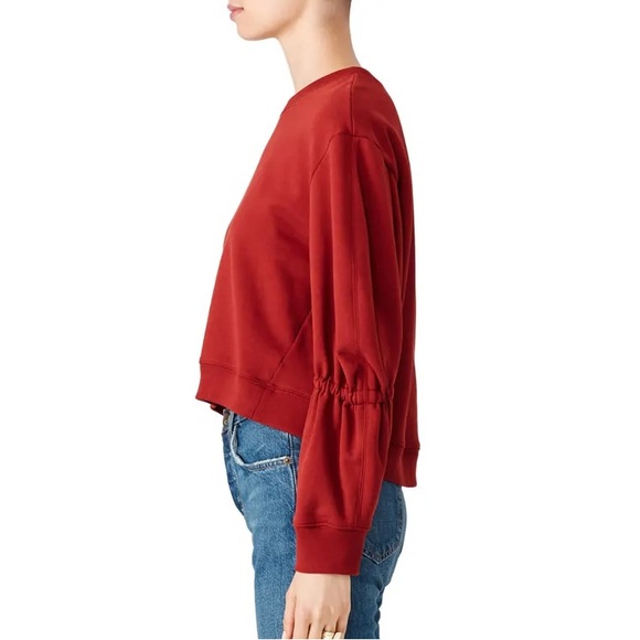 Tibi NEW Sculpted Sleeve Sweatshirt Dark Red - Picture 3 of 9